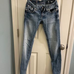 Light Wash Jeweled Skinny Jeans